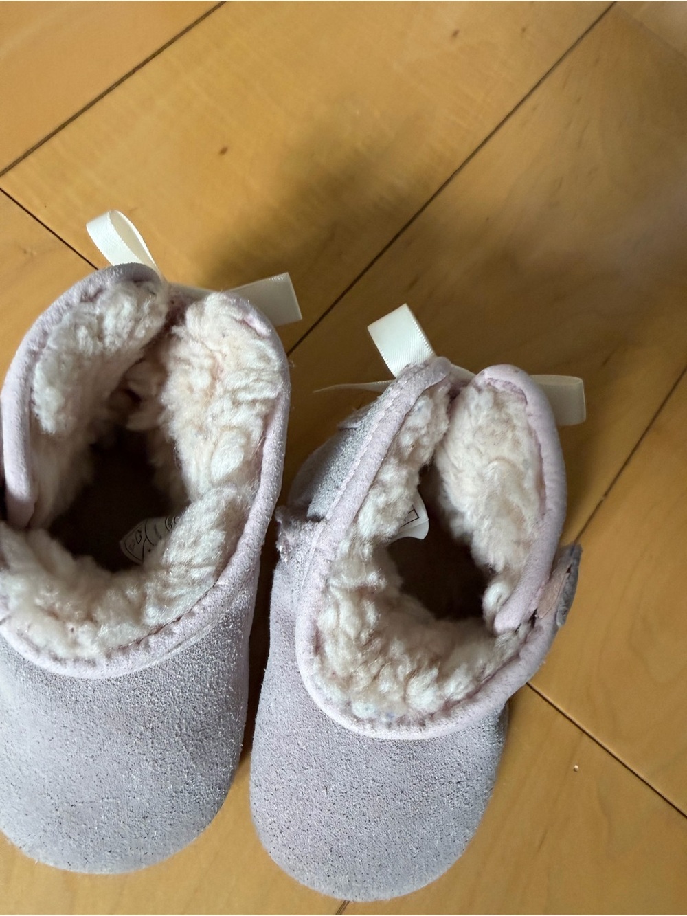 UGG Kids Light Pink Suede Sheepskin Booties
